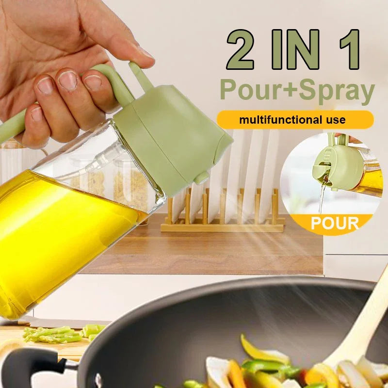 2-in-1 Essential Kitchen Oil Sprayer and Dispenser Bottle